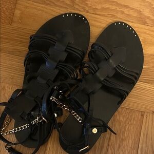 All Saints Black Strappy Sandals